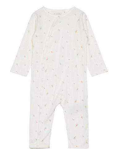 Nightsuit Rib Pyjama Sie Jumpsuit Haalari Cream Fixoni