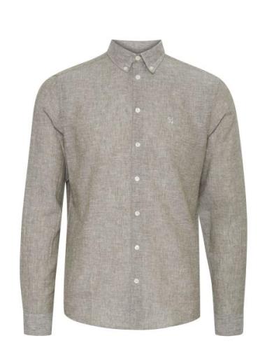 Cfanton 0053 Bd Ls Linen Mix Shirt Tops Shirts Casual Khaki Green Casu...