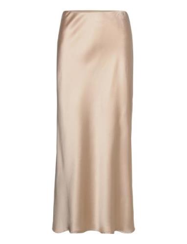 Objsateen Mw Ancle Skirt Div Pitkä Hame Beige Object