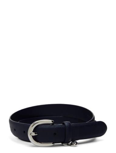 Charm Crosshatch Leather Belt Vyö Navy Lauren Ralph Lauren