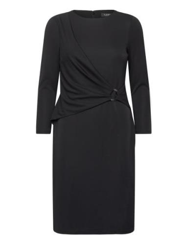 Str Matte Jersey-Dress Lyhyt Mekko Black Lauren Ralph Lauren