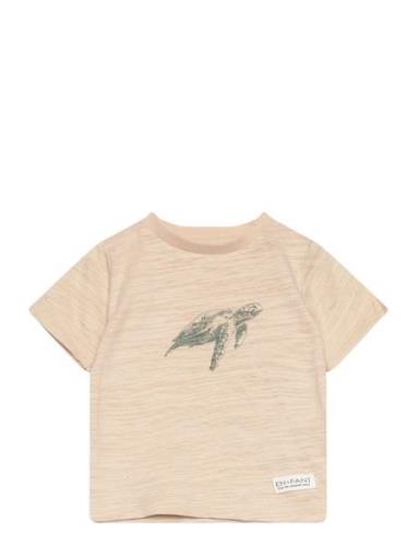 T-Shirt Ss Slub Tops T-shirts Short-sleeved Beige En Fant