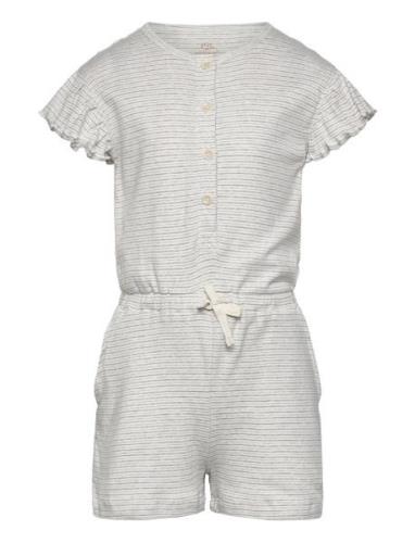 Striped Jumpsuit With Ruffles Jumpsuit Haalari Grey Copenhagen Colors