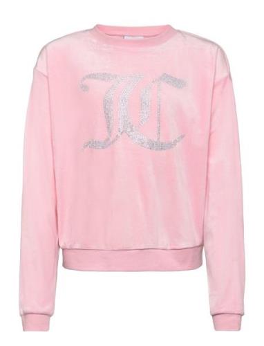 Diamante Velour Crew Tops Sweat-shirts & Hoodies Sweat-shirts Pink Jui...