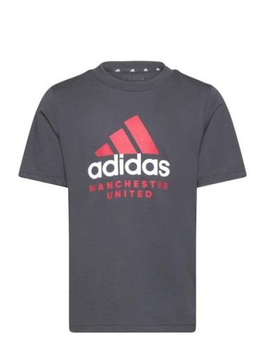 Manchester United Fc Kids Tee Sport T-shirts Short-sleeved Grey Adidas...