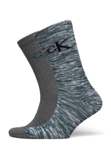 Ckj Sock 2P Slub Lingerie Socks Regular Socks Grey Calvin Klein