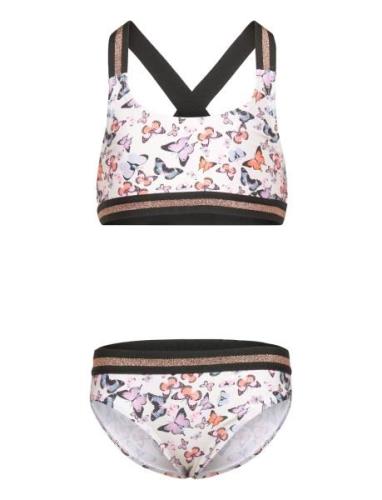 Bikini W. Contrast Straps, Aop Bikinit Multi/patterned Color Kids