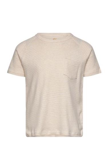 Striped T-Shirt With Pocket Tops T-shirts Short-sleeved Beige Copenhag...