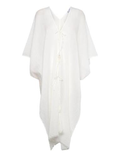 Semi-Transparent Kaftan With Bows Rantavaatteet White Mango