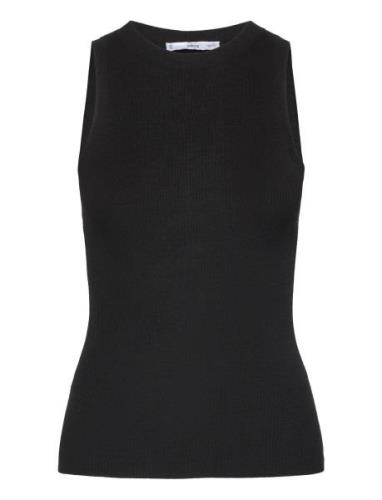 Ribbed Knit Top Tops T-shirts & Tops Sleeveless Black Mango