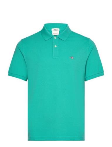 Reg Shield Ss Pique Polo Tops Polos Short-sleeved Green GANT