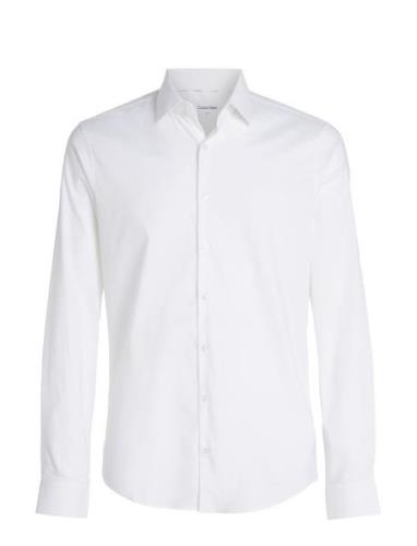 Performance Solid Slim Shirt Tops Shirts Business White Calvin Klein