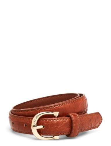 Crocodile Effect Belt Vyö Brown Mango