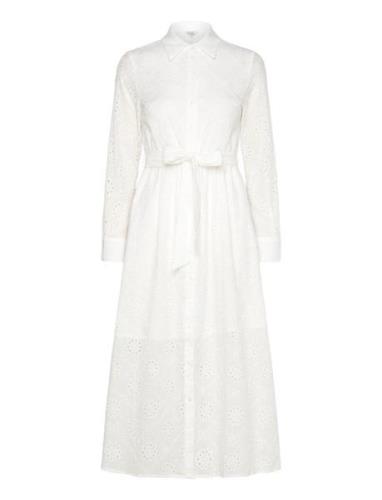 Michele Broderie Anglaise Dress Polvipituinen Mekko White Bubbleroom