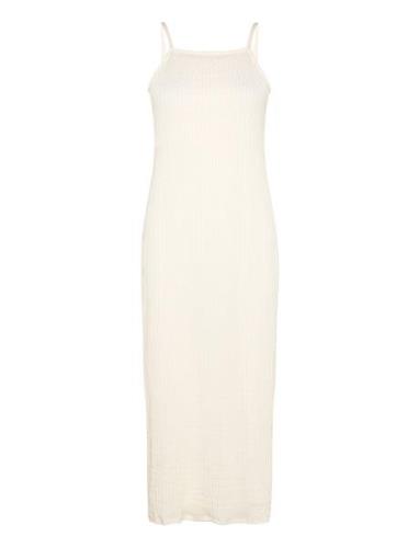 Structure Strap Dress Polvipituinen Mekko Cream Bubbleroom