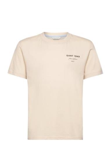 Graphic Script Relaxed T-Shirt Tops T-shirts Short-sleeved Beige GANT