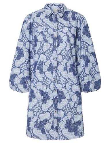 Yassabbie 7/8 Shirt Dress S. - Ex Lyhyt Mekko Blue YAS