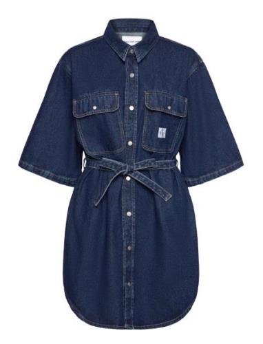 Utility Belted Shirt Dress Lyhyt Mekko Blue Calvin Klein Jeans