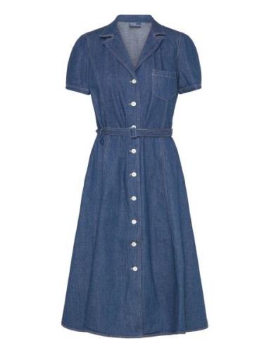 Butt D Denim Midi Dress Polvipituinen Mekko Blue Polo Ralph Lauren