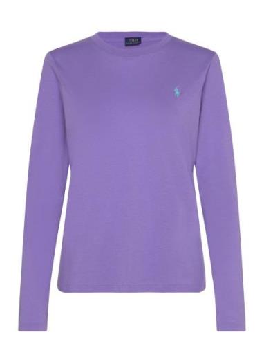 Long-Sleeve Jersey Crewneck Tee Tops T-shirts & Tops Long-sleeved Purp...