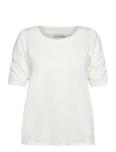 T-Shirt Gathered Sleeve Tops T-shirts & Tops Short-sleeved White Tom T...