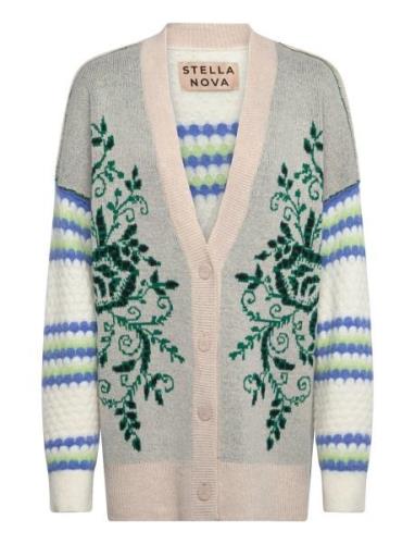 Jaquard And Knitted Cardigan Tops Knitwear Cardigans Multi/patterned S...