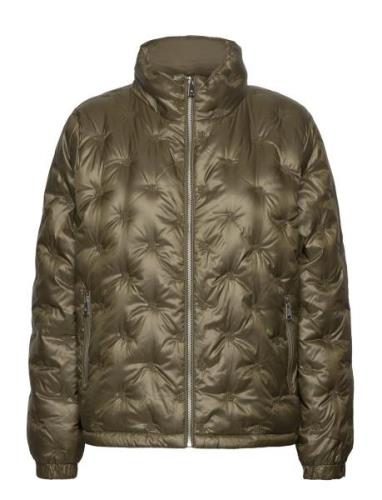 Logo Quilted Funnelneck Down Coat Vuorillinen Takki Topattu Takki Gree...