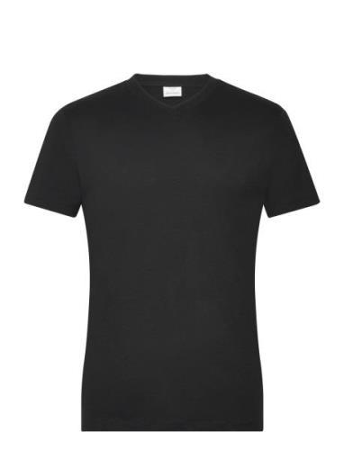 Slim-Fit Cotton V-Neck T-Shirt Tops T-shirts Short-sleeved Black Mango