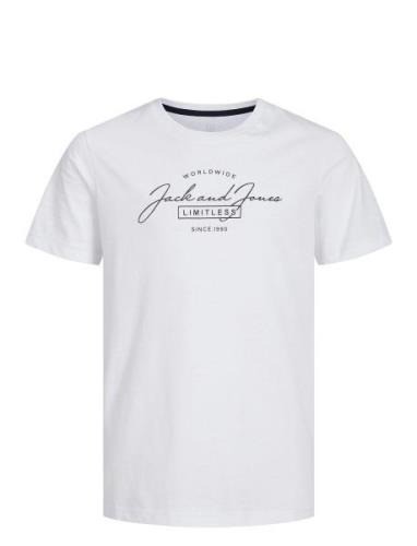 Jjferris Tee Ss Crew Neck Jnr Tops T-shirts Short-sleeved White Jack &...