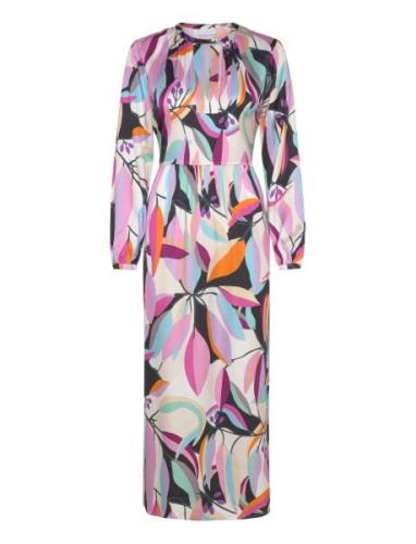 Dress In Multi Leaf Print Maksimekko Juhlamekko Multi/patterned Coster...