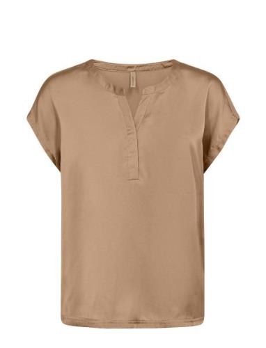 Sc-Thilde Tops Blouses Short-sleeved Brown Soyaconcept