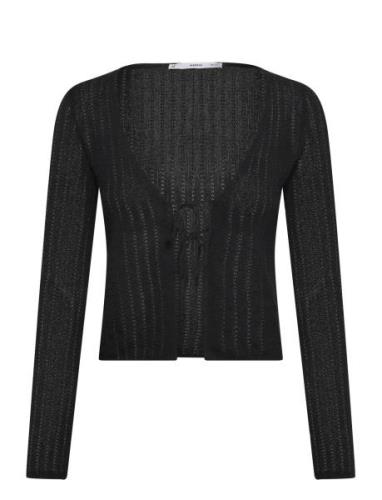 Knitted Cardigan With Ties Tops Knitwear Cardigans Black Mango