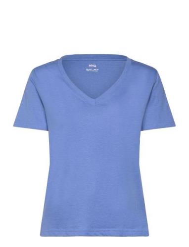 Short-Sleeved Cotton T-Shirt Tops T-shirts & Tops Short-sleeved Blue M...