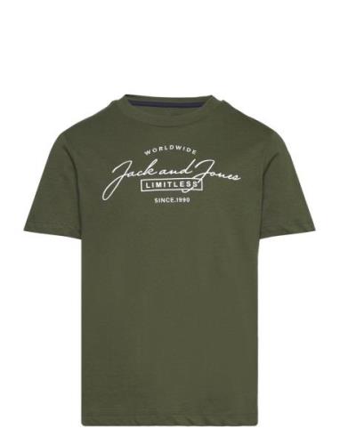 Jjferris Tee Ss Crew Neck Jnr Tops T-shirts Short-sleeved Khaki Green ...