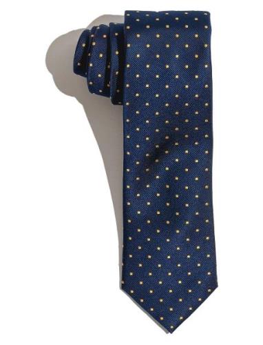 Navy Yellow Dots Silk Solmio Kravatti Navy AN IVY