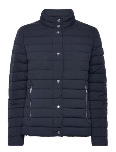 Quilted Funnelneck Puffer Coat Vuorillinen Takki Topattu Takki Navy La...