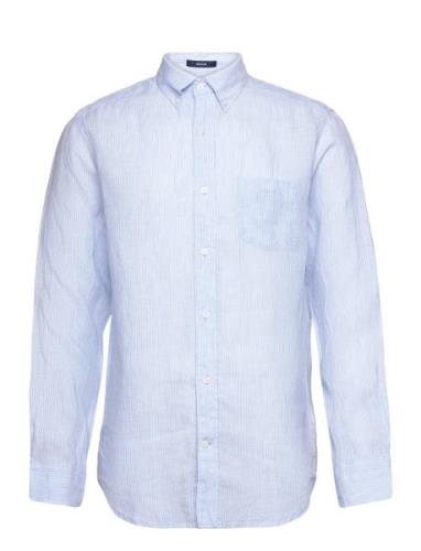 Reg Linen Stripe Shirt Tops Shirts Casual Blue GANT