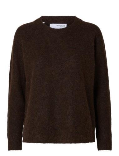 Slflulu Ls Knit O-Neck Tops Knitwear Jumpers Brown Selected Femme