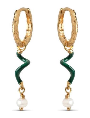 Twist Hoops Accessories Jewellery Earrings Hoops Green Enamel Copenhag...