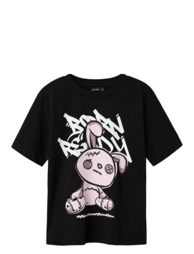 Nlnrabbiti Ss L Top Tops T-shirts Short-sleeved Black LMTD