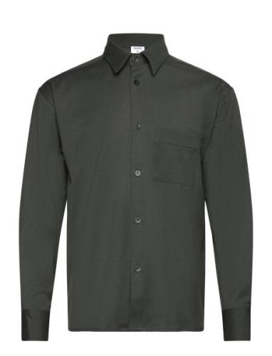 Boxy Wool Twill Shirt Designers Shirts Casual Khaki Green Filippa K