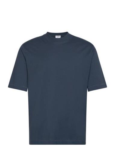 Mock Neck Cotton Tee Designers T-shirts Short-sleeved Blue Filippa K