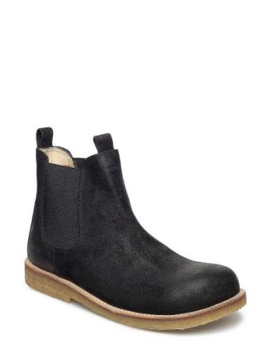 Booties - Flat - With Elastic Bootsit Nauhalliset Saapikkaat Black ANG...