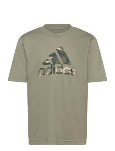 Camo Boys Sport T-shirts Short-sleeved Khaki Green Adidas Sportswear