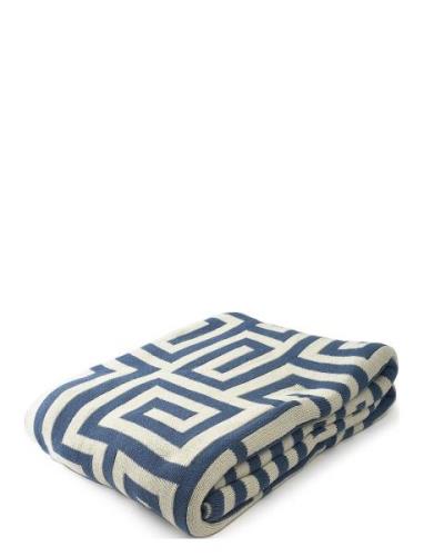 Knitted Throw Blue 160X130 Home Textiles Cushions & Blankets Blankets ...