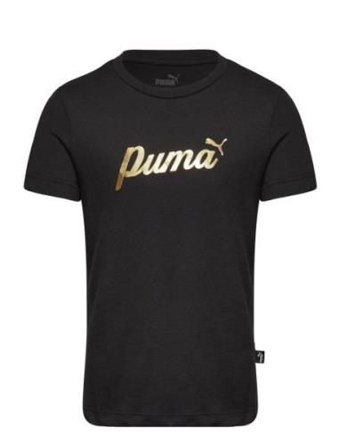 Ess+ Script Metallic Tee G Tops T-shirts Short-sleeved Black PUMA