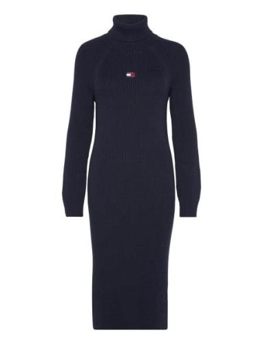 Tjw Mockneck Badge Sweater Dress Polvipituinen Mekko Navy Tommy Jeans