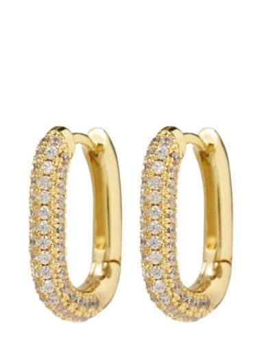 The Pave Chain Link Huggies-Gold Accessories Jewellery Earrings Hoops ...