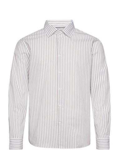 Stretch Fabric Slim-Fit Striped Shirt Tops Shirts Casual Grey Mango