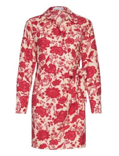 Floral Wrap Dress Lyhyt Mekko Red Mango